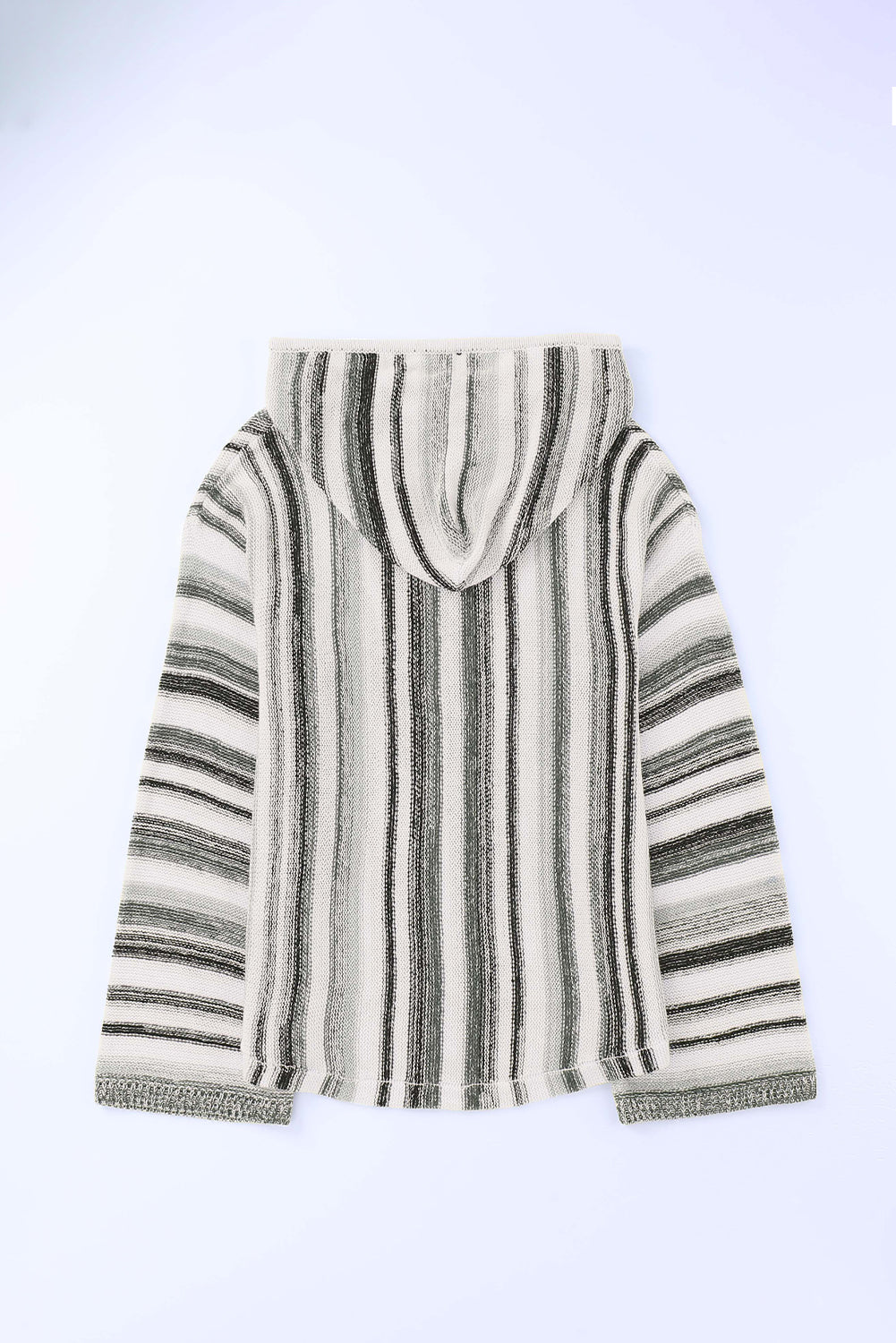 Striped Knit Kangaroo Pocket Hooded Sweater