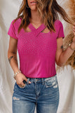 Rhinestone Criss Cross Short Sleeve T Shirt