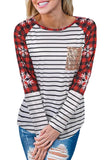 Christmas Plaid Striped Patchwork Long Sleeve Top