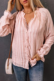 Sweet Lace Frilled Trim Button Up Blouse