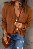 V Neck Drop Shoulder Buttons Cardigan