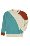 Colorblock Ribbed Trim Round Neck Sweater