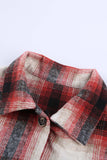 Turn down Neck Plaid Pocket Button Closure Coat