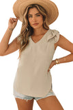 Ruffle Tiered Sleeve V Neck Tank Top