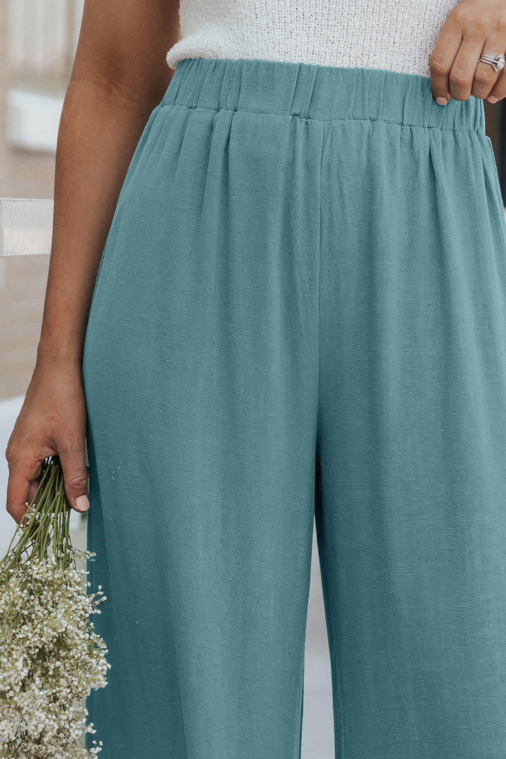 High Waist Ruffled Wide-Leg Pants