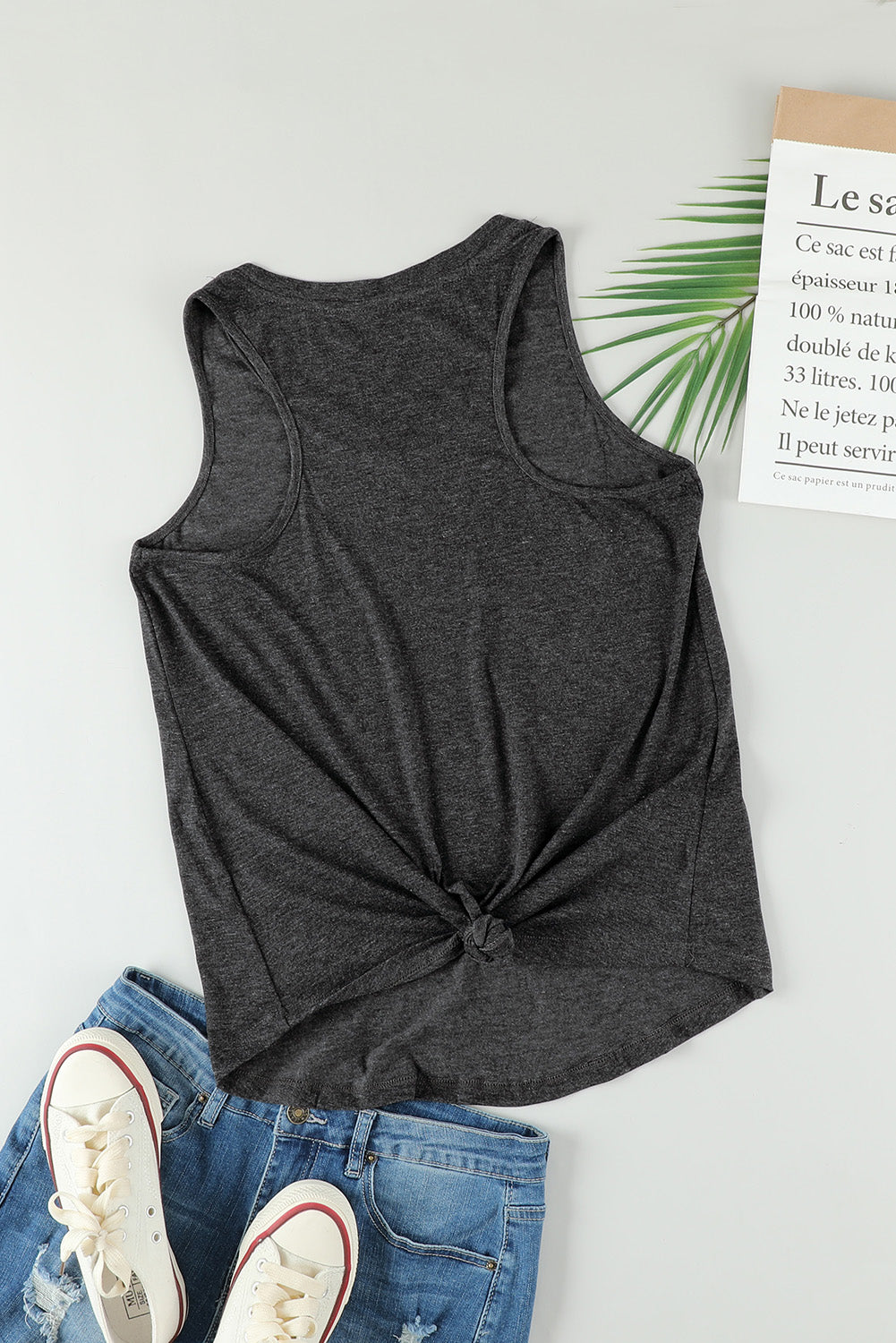 V Neck Racerback Tank Top with Pocket