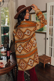 Aztec Geometric Knit Open Front Cardigan