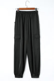 Satin Pocketed Drawstring Elastic Waist Pants