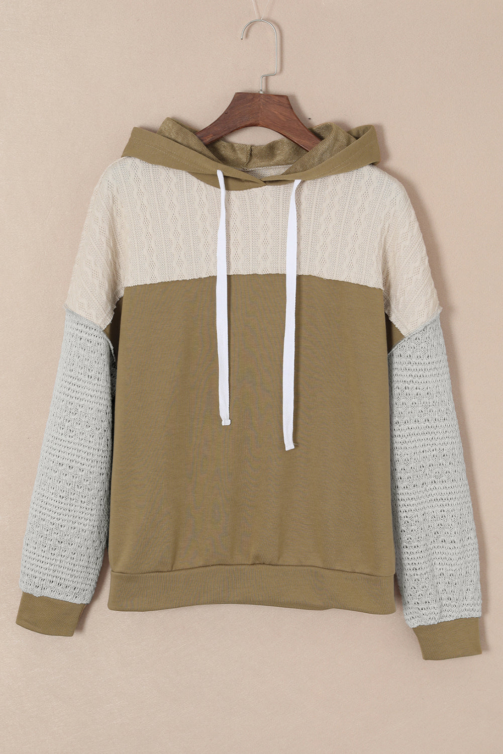 Gray Colorblock Patchwork Pullover Hoodie