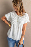 Crochet Eyelet Short Sleeves Top