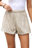 Sequin Straight Leg High Waist Casual Shorts