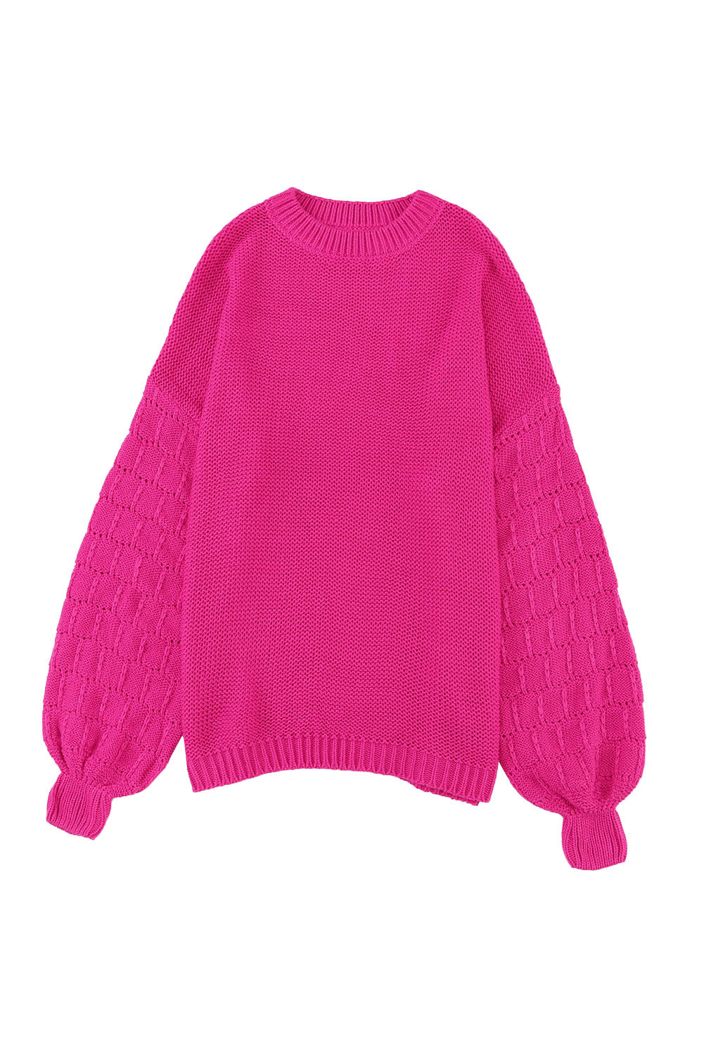 Hollowed Bubble Sleeve Knit Sweater