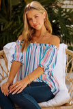 Off The Shoulder Rainbow Striped Top