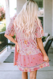 Hibiscus Floral Print Ruffle Mini Dress