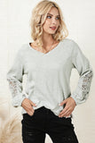 Crochet Lace Patch Raglan Sleeve Top