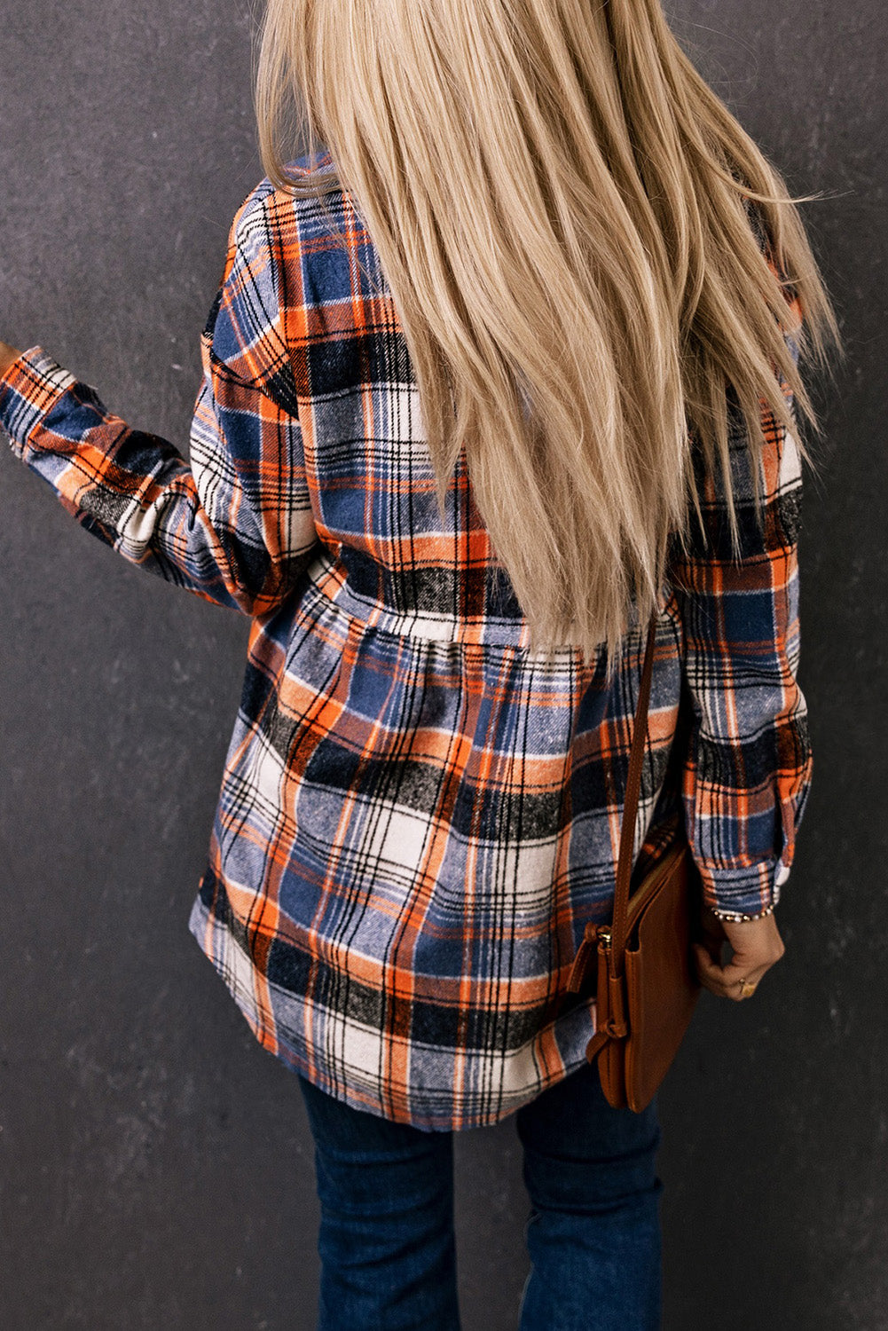 Plaid Button Down Ruffled Shirt Jacket