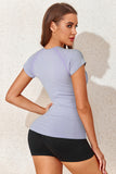 Mesh Contour Short Sleeve Active Top