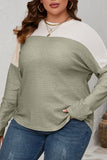 Plus Size Colorblock Knit Long Sleeve Top