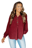 Polo Collar Buttoned Patchy Top with Pockets