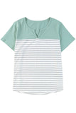 Contrast Striped Plus Size Short Sleeve Tee