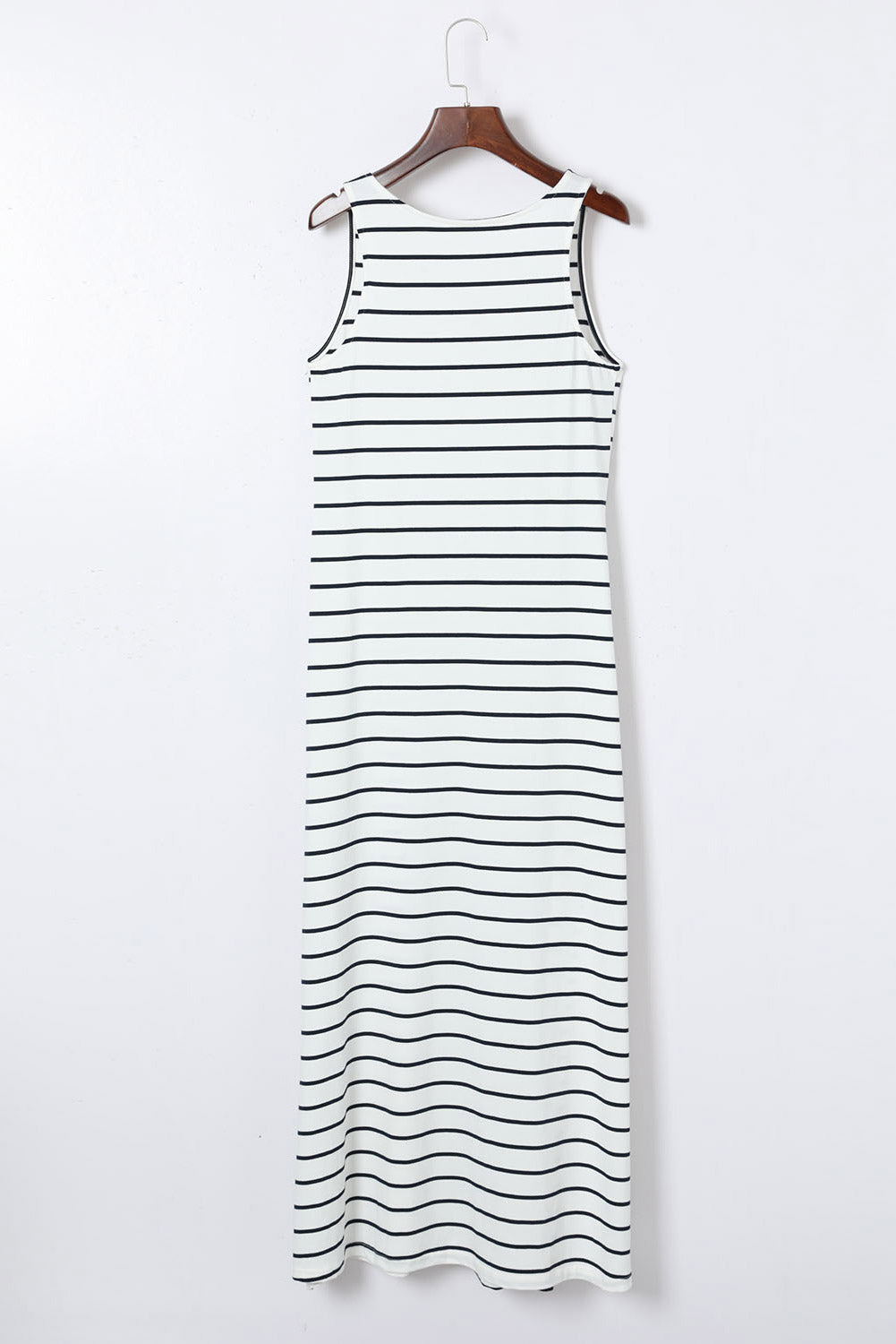 Striped V Neck Sleeveless Maxi Dress