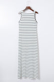 Striped V Neck Sleeveless Maxi Dress