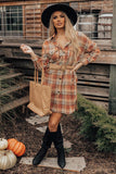 Plaid Button up Side Slit Shirt Dress