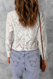 Lace Crochet See-through Scalloped High Neck Top