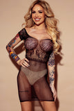 Cap Sleeve Sheer Mesh Crochet Chemise