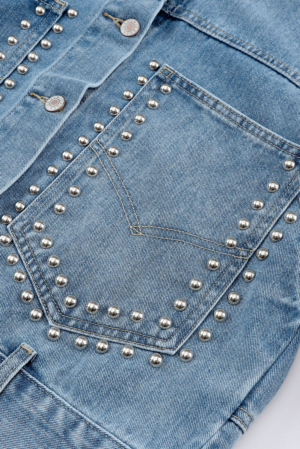 Rivet Studded Pocketed Denim Jacket