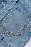 Rivet Studded Pocketed Denim Jacket