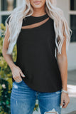 Slash Cutout Cap Sleeve T Shirt