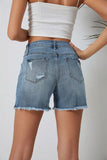 Short en jean taille haute bleu ciel à ourlet brut