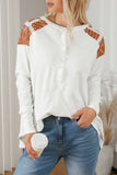 Contrast Crochet Lace Henley Top