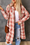 Plaid Print Button Long Shacket