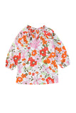 Blooming Flowers Frill Trim Puff Sleeve Blouse