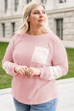 Lace Patchwork Waffle Knit Plus Size Blouse