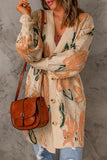 Abstract Floral Knit Button Down Long Cardigan