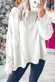 Exposed Seam Drop Shoulder Raw Hem Oversized Sweatshirt