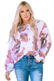 Cow Spots Print Drop Shoulder Puff Sleeve Sweatshirt