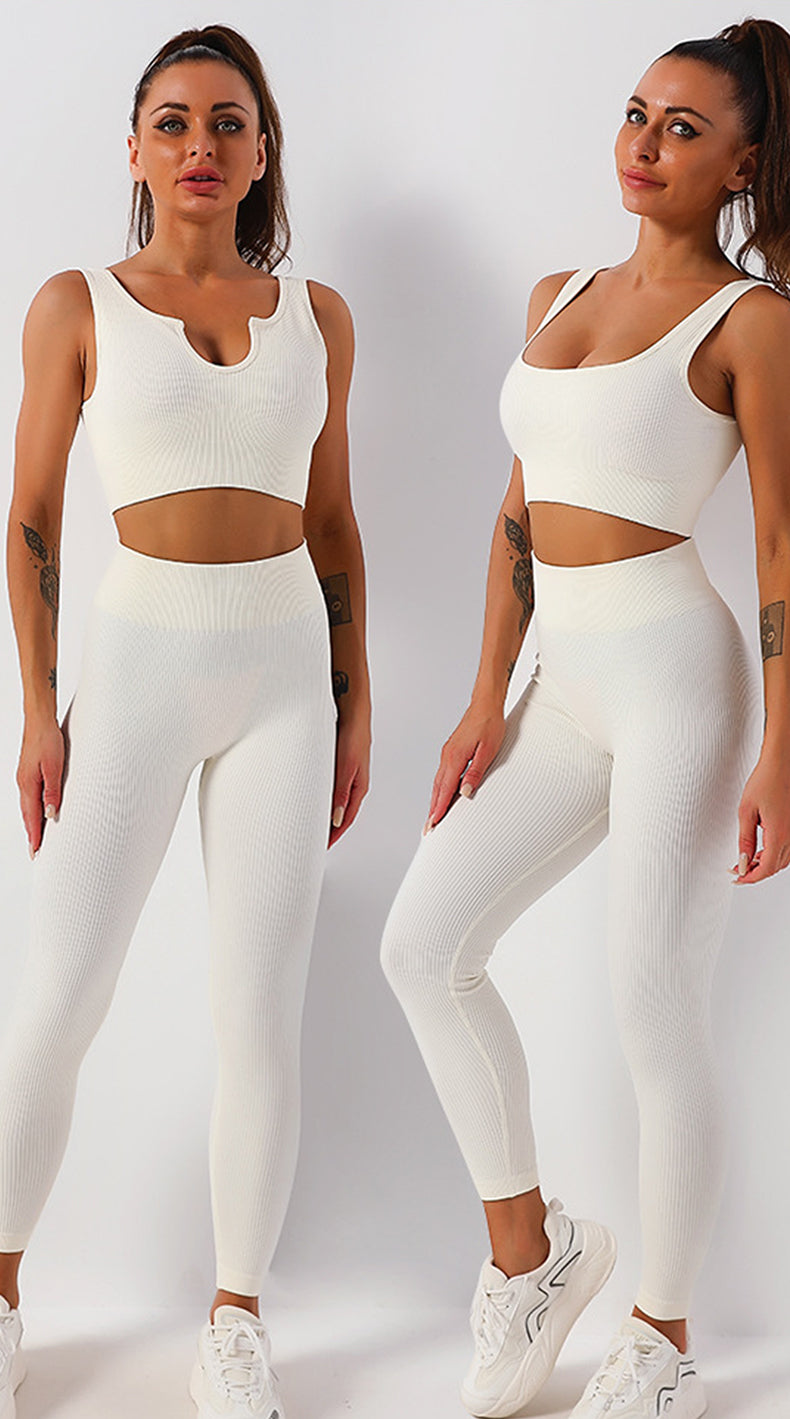 Solid Ribbed High Waist Tummy Control Yoga Pants