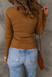 High Neck Hollow-out Crossed Wrap Knit Sweater