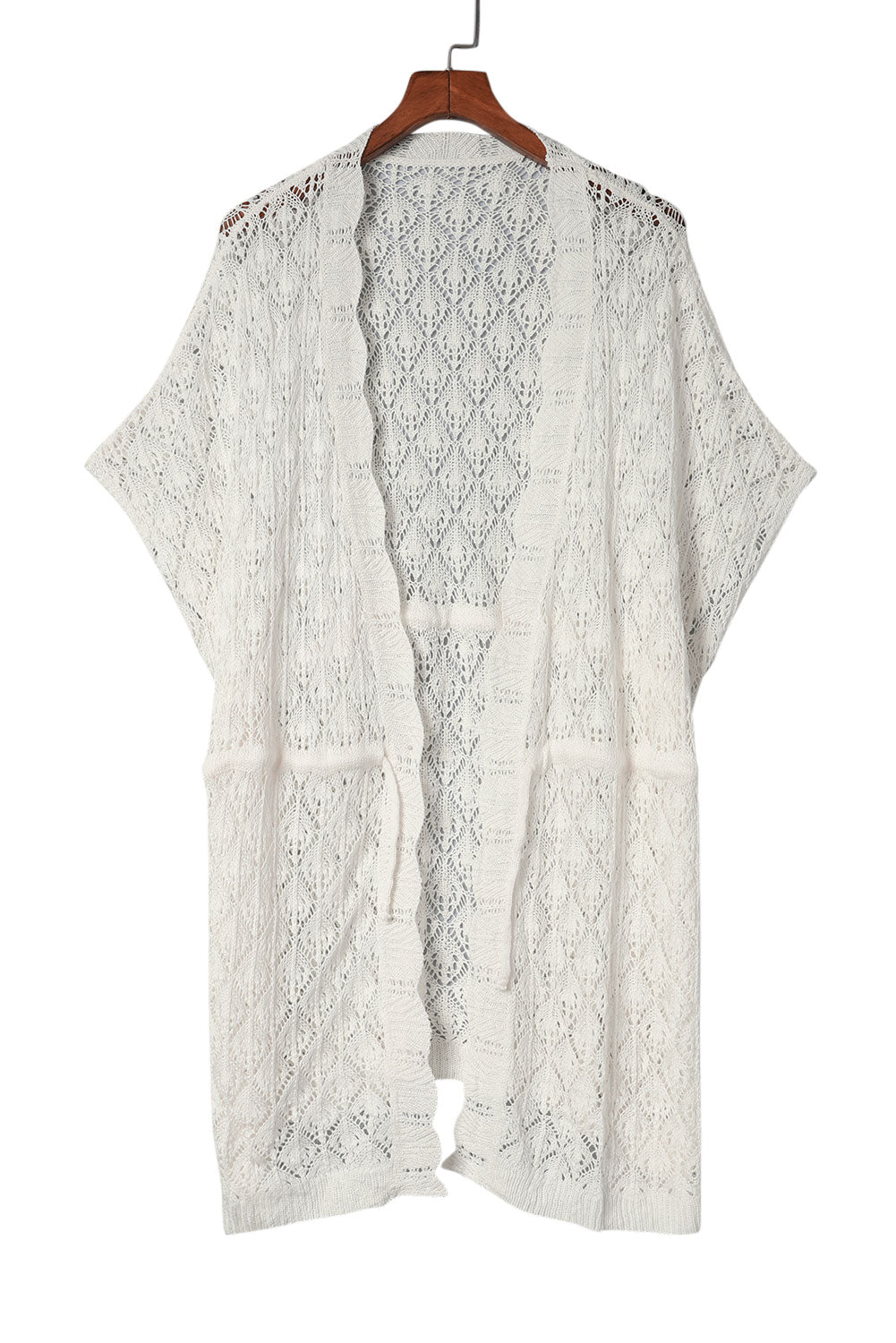 Kimono ouvert sur le devant en crochet blanc avec fentes