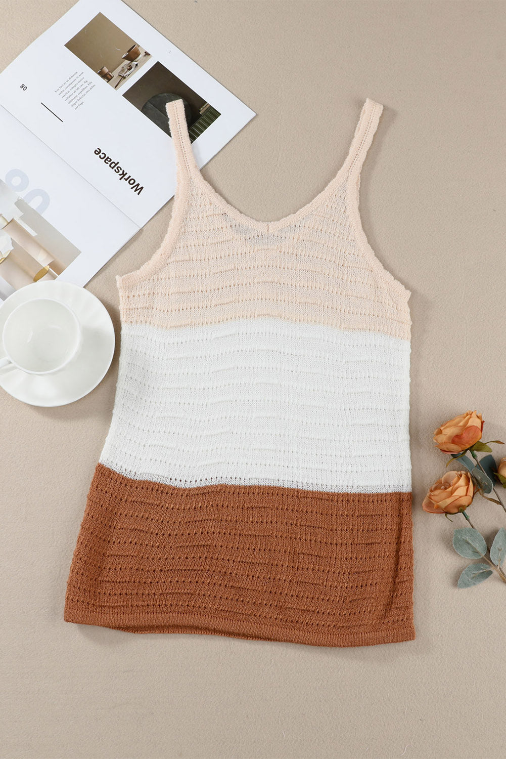 Striped Knit Color Block Tank Top