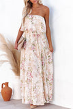 Floral Print Strapless Tube Top Maxi Dress