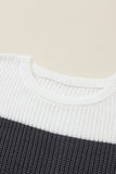 Color Block Knitted O-neck Pullover Sweater