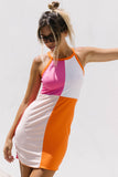 Color Block Ribbed Sleeveless Bodycon Mini Dress