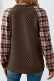 Brown Plaid Raglan Sleeve Sweatshirt