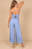 Spaghetti Straps Backless Knot Wide-Leg Jumpsuit