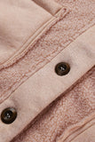 Veste ample boutonnée en daim rose Sherpa Patchwork